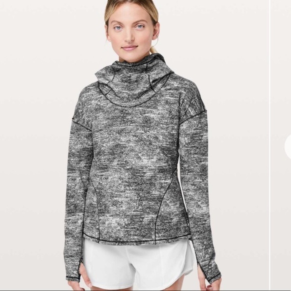 Lululemon Athletica Forever Endeavor Running Hoodie Black and White Jacq…